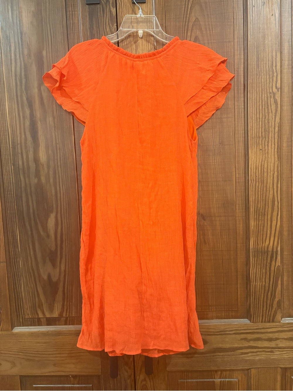 NAIF Orange Ruffle Sleeve Midi Dress